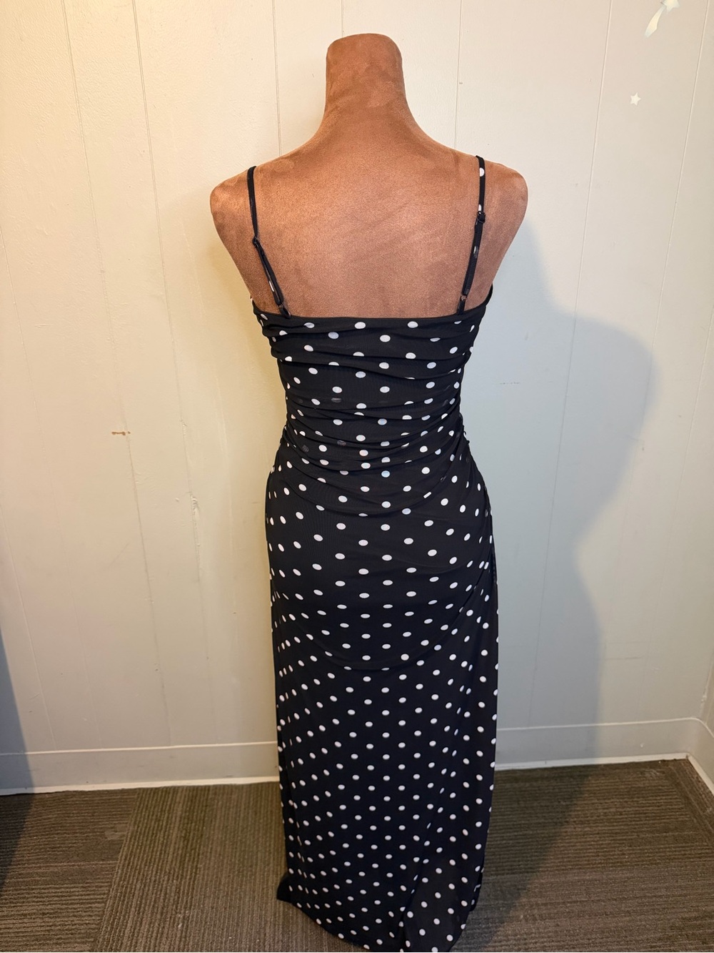 Active USA Black white polka Dot Midi Dress S - Picture 2 of 3